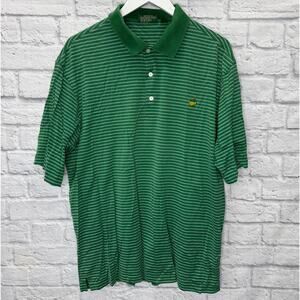 Amen Corner Mens Golf Polo Shirt Green White Stripe Size XL Masters Logo